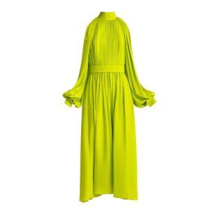 New Elie Saab Vibrant Green Cocktail Midi Dress FR40